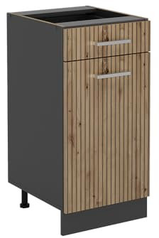Vicco Mueble bajo de Cocina R-Line, Roble Artesanal/Antracita, 40 cm sin encimera