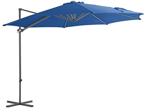 AUUIJKJF Parapluie déporté avec poteau en acier Bleu azur 300 cm, bleu