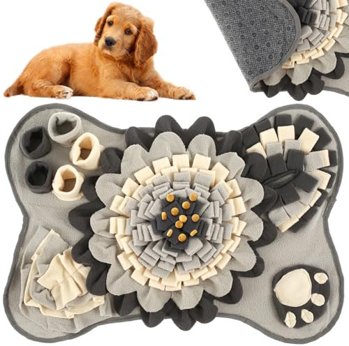 IXTIX Schnüffelteppich für Hunde zum Training und Füttern 64 * 43CM Futtermatte Erziehungshilfen Hunde Schnüffelteppich für Haustier Hunde Katzen Maschinenwaschbar (Grau)