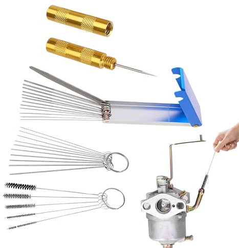 Carburetor Cleaner Set,Carb Cleaning Kit,13 Cleaning Wires Set,10 Cleaning Needles,5 Nylon Brushes Tool Kit,1 Sharp Pick Carburettor Jet Cleaning Tool,Carburettor Cleaner