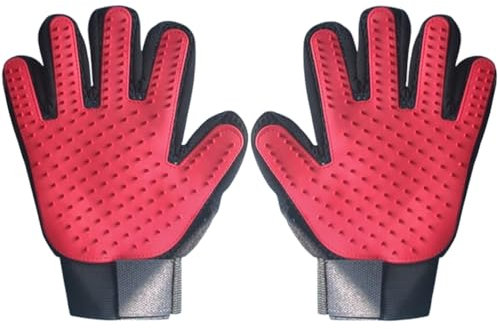 JchEnye Pet Grooming Gloves, Gentle Detangling Brush - Hocheffektive Pet Detangling Gloves - Verbessertes 5 Finger Design - Perfekt für Hunde und Katzen mit langem und kurzem Haar!