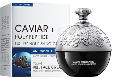 Crema Idratante Viso Al Caviale E Peptidi | Crema Anti-Età Rassodante E Rigenerante per Pelli Secche | Effetto Lift E Riduzione Delle Rughe per Un Aspetto Più Giovanile | 30g