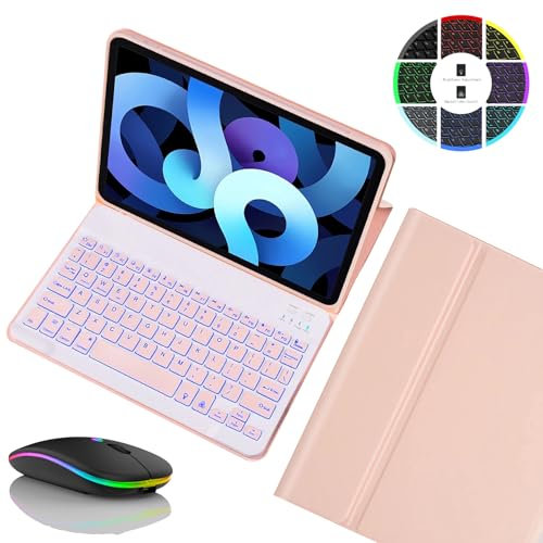 JZCZMCE Keyboard Case for Lenovo Tab M10 FHD Plus (2nd Gen) 10.3 (TB-X606F/TB-X606X), Magnetic Detachable Wireless Backlight Keyboard with Bluetooth Mouse,Pink