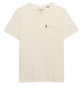 Superdry Herren Classic Essential T-Shirt mit Tasche Knochenweiß L