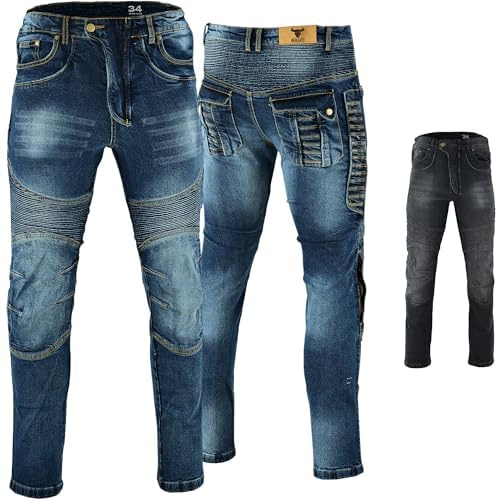 BULLDT Herren Motorradjeans Motorradhose Denim Jeans Hose mit Protektoren
