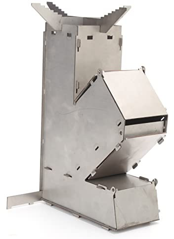 Dilwe Raketenofen, Tragbarer Edelstahl-Campingbrenner, Abnehmbarer Rucksackkocher, Kochgrill für den Außenbereich