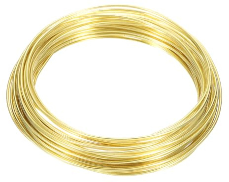 sourcing map 1.5mm/15 Gauge Copper Wires for Craft,1 Roll 10m (Gold) | Jewelry Making Tarnish Resistant Beading Wires for Jewelry Making Supplies