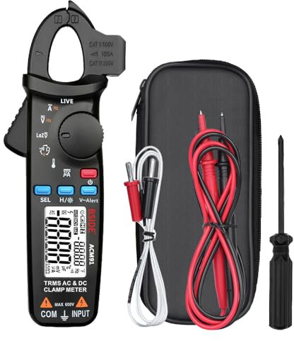 ACM91 - Pinza per corrente continua digitale CA, 100 A, mini misuratore con capacità di temperatura, misurazione NCV, LoZ, Volt
