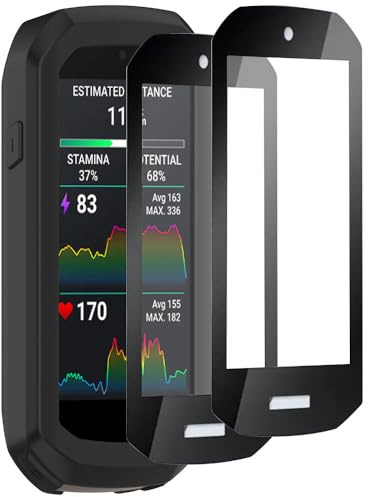 AkanrySchutzhülle Schwarz Hülle kompatibel für Garmin Edge 1050 | Silikon GPS Fahrrad Case Härte 9H Displayschutz [2 Stück]