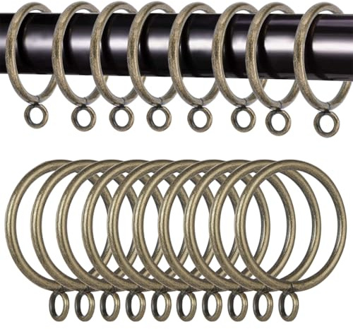 WYIPOLZI 50 Pack 38mm Antique Brass Curtain Rings, Metal Drape Sliding Eyelet Rings for Curtain Poles, Rods and Drapery, Shower Curtains