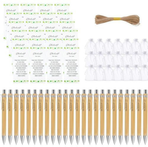 Pmueuff Kugelschreiber, 24 Sets Glücksstift Holz Kugelschreiber Geschenke für Kollegen Dankeschön Geschenke Abschiedsgeschenk Kollegen Kleine Geschenke für Kollegen, Arbeitskollegin, Danke Erzieherin
