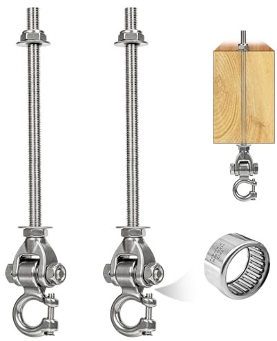 2er Schwerlast Schaukelhaken,Für Holzbalken M10 Edelstahl Schaukelaufhängung Hängematte Befestigung mit Lager, Betondecke Hängesessel Aufhängung für Spielplatz Veranda Schaukel, Tragfähigkeit 675kg