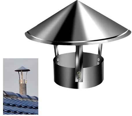 Chimenea redonda de acero inoxidable ventilada y transpirable, protección para todo tipo de clima, perfecta para estufas de leña y hogueras al aire libre y diseño resistente al óxido