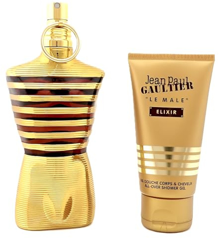 Le Male Elixir by Jean Paul Gaultier for Men - 2 Pc Gift Set 4.2oz Parfum Spray, 2.5oz Shower Gel