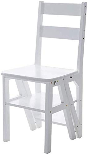 LISHEUK Taburete Plegable de Madera con Respaldo, portátil, de Doble Uso: Escalera y Silla para Interiores. Ahorra Espacio.