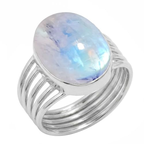 Boho Handgefertigter Schmuck Massiver Natürlicher Edelstein Labradorit, Karneol, Rosenquarz, Kristall Ovaler 925 Sterling Silber plattierter Ring Für Damen