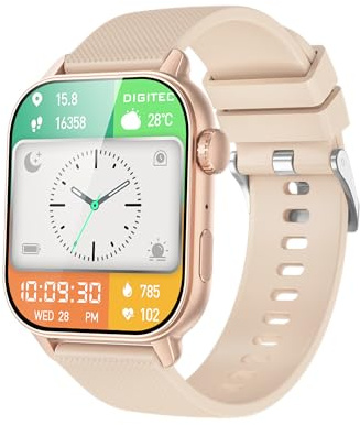 MFVLP Smartwatch Herren Damen, 1,85 HD AMOLED Smart Watch, Champagnergold | Bluetooth-Anrufe, 120+Sportmodi, Fitness Tracker mit Puls-SpO2-Schlaf-Monitor, IP68 Wasserdicht, für Android iOS