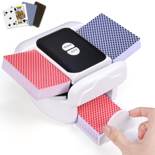 Holiky Mélangeur de Cartes Automatique, Mode Auto/Manuel, Portable et Rechargeable 2600 mAh, Silencieux, Compatible avec UNO, Poker, Blackjack, Skip-Bo