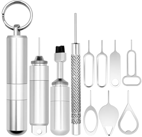 AYWFEY SIM Card Ejector Tray Removal Tool with Cleaning Brush, 2 in 1 EDC Portable Keychain Eject Pins Reset Needle Opener Cleaning Pen for All iPhone Airpods iPad Samsung Galaxy Cell Phone Smartphone
