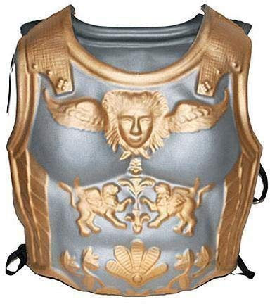 Funny Fashion Herren Kostüm Brustpanzer Gladiator Wappen Print Kämpfer Kostüm, One Size, Silber