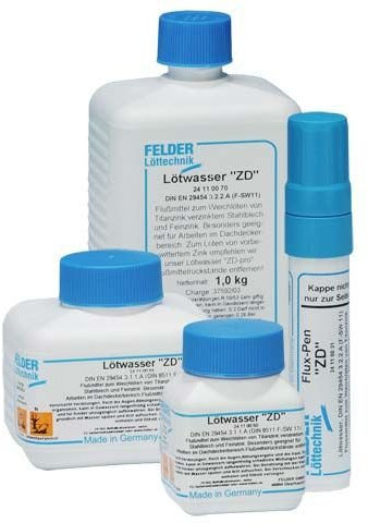 Lötwasser ''ZD'', 1 kg/Flasche, f.Titanzink,verz.Stahl, Feinzink