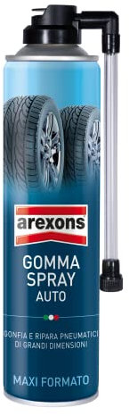 AREXONS 8470 Gomma Spray Maxi Formato 400 ml, Gomma Sigilla Forature e Rigonfia Pneumatici