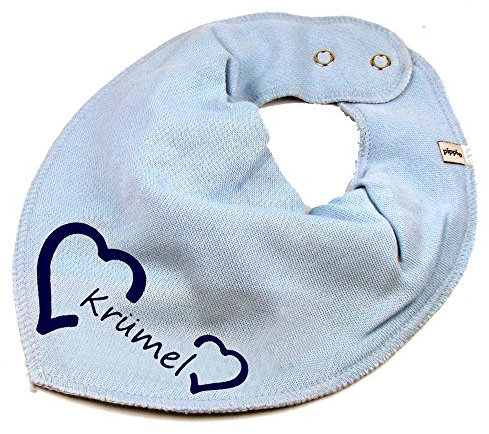HALSTUCH mit Namen oder Text personalisiert für Baby oder Kind aus Baumwolle in Einheitsgröße Herz hellblau