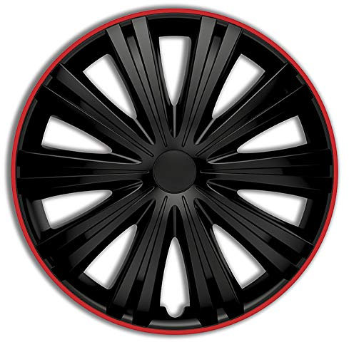 AUTO-STYLE Satz Radzierblenden Giga R 14-Zoll Schwarz/Rot