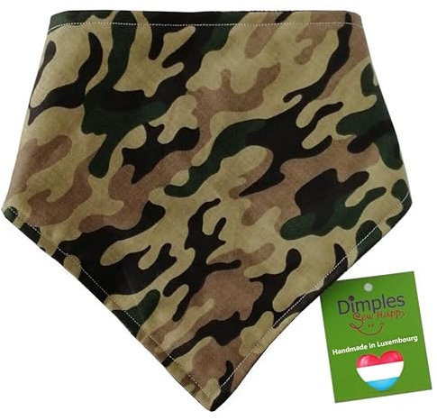 Dimples Hundehalstuch - Camouflage Army Tarnfleck - Halstuch für kleine mittlere und Grosse Hunde Welpen und Katzen - Hunde Besitzer Geschenk - Handgemachtes Hunde Accessoire 30cm