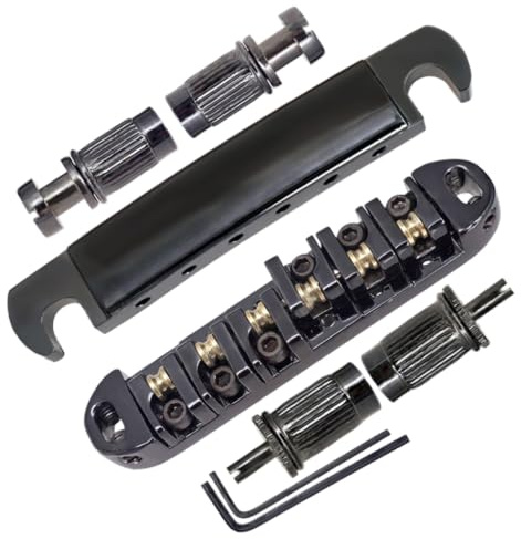 ABR-1 Tune-o-matic Steg Saitenhalter Stop Roller Sattel Steg Bar Für Les Paul Gitarrenteile (schwarz)