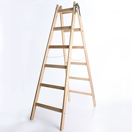 Holzleiter Premium 2x6 Stufen Zweiseitige Klappleiter Leiter Haushaltsleiter 150kg