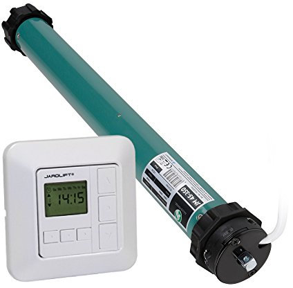JULIUS MAYER Motor tubular electromecánico JM45-350 (35Nm | SW60) para persianas + JAROLIFT Sevenlogic Comfort Reloj conmutador