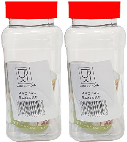 Sunpet J0440TL2 440ml Square Plastic Food Storage Canisters, Red, Pack of 2