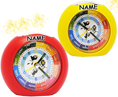 alles-meine.de GmbH Kinderwecker/Lernwecker - mit LICHT + -1 Minuten Schritten - Anzeiger incl. Namen - für Kinder Wecker - Alarm für Mädchen - Analog Lernuhr - Schulanfang..