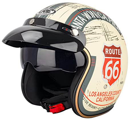 Casco Abierto de Moto Jet Vintage Retro 3/4 de Medio Rostro - Capacete Motoqueiro DOT