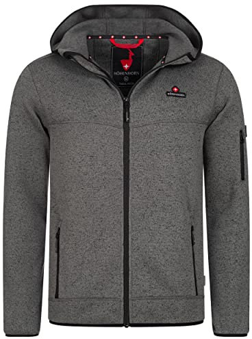 Höhenhorn Tacul - Giacca da uomo in pile con interno in pile, per esterni, con colletto alto, caldo, norvegese, in diversi colori, taglia S - 3XL, Grigio con cappuccio, L