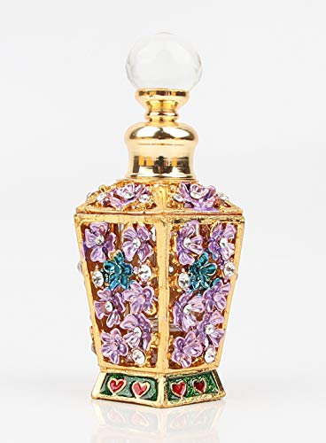 SEVENBEES Classic Vintage Antique Hollow-Out Flower Refillable Perfume Bottle