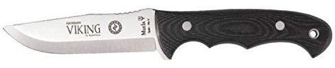 Muela Cuchillo de Caza Viking.J-11M con Hoja de Acero INOX MoVa criogenizada CRYO-T y micarta Negra Funda MULTIPOSICIÓN para Caza, Pesca, Supervivencia y Bushcraft + Portabotellas de Regalo