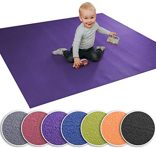 Wunschkind® Krabbelmatte | Krabbelunterlage | Made in Germany | Anti-Rutsch | Öko-Tex 100 | 80x80cm Lila