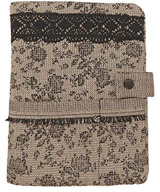 A5 Kalenderhülle Grau mit Spitze.Jede ein Unikat!Format A5 für alle gängigen FLVG Kalender von Onkel Schwerdt