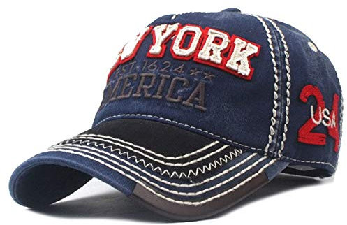 Sporty Baseballcap New York Classic America USA Vintage Used Look Kappe Mütze Cap Schirmmütze Basecap verstellbar (Navy)