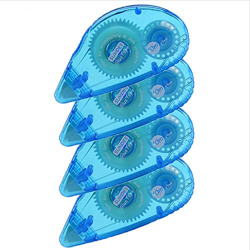 ZHONYEE Permanent Glue Tape Runner Double Sided Adhesive Scrapbook Runner Tape Roller - 0.3-inch by 360-Inch - Permanent Adhesive Dots Roller Applicator, Blue, 4 Pack