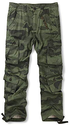 Aeslech Mens Camo Cargo Work Combat Trousers Army Military Camouflage Trousers with 8 Pockets Z Green 42