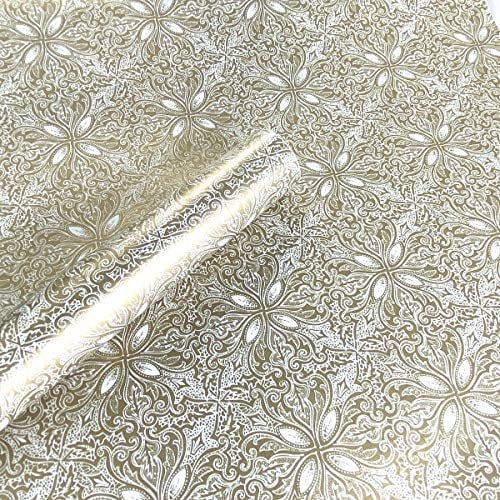 Mesoar Peel Stick Vintage Oro Floral Wallpaper Estante Cajón Liner Dresser Muebles Pegatina Decorativa Hogar Adhesivo Trasero Vinilo Película 45 cm por 300 cm