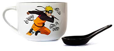 Naruto Anime Ceramic Ramen Soup Mug with Spoon - Awesome 20 oz Coffee Cup for Office