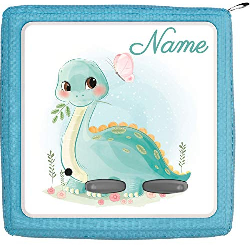 Coverlounge® Schutzfolie passend für die Toniebox mit Namen personalisiert | Baby Langhals Dinosaurier Dino und Schmetterling