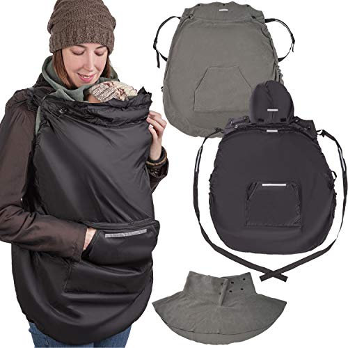 ONVAYA® Tragecover aus Fleece mit Regenschutz | Wintercover für Babytrage | 3-in-1: kuscheliges Fleece-Cover, Fleece-Kragen & Regencover aus Nylon | Schutz vor Wind, Regen, Schnee und Kälte