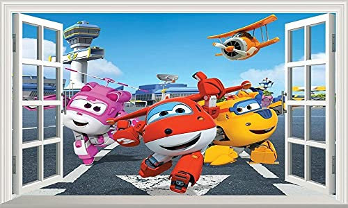 Wandtattoo - Super Wings Magic Fenster Wall Smash Art Selbstklebendes Vinyl V002 * 3D Aufkleber für die Wand - Wanddekoration - 80x125cm