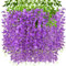 FOEVAFLO Künstliche Glyzinien zum Aufhängen, künstliche Seidenblumen, Schnur für Hochzeit, Party, Wandhintergrund, Dekoration, 12 Stück (lila)