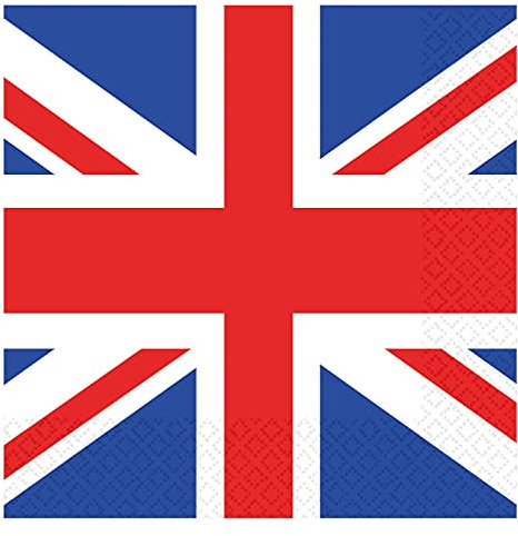 Amscan 9913037 Union Jack Paper Napkins Pack of 16 Great Britain Tableware Red White and Blue Royal Family Coronation Olympics National Theme 33cm x 33cm